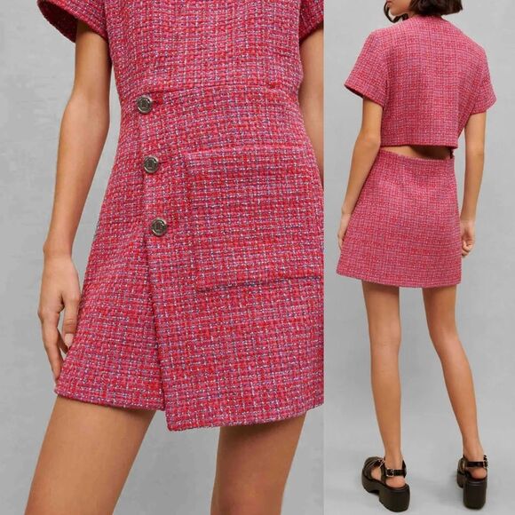 MAJE Rolia Mini Fuchsia Pink Tweed Dress, Size 36 (US Small) - Picture 9 of 10